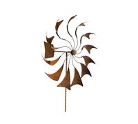 Eolienne Moulin à Vent Mobile Décoration de Jardin en Acier Brut Oxydé 50x50x208cm