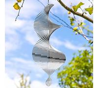 Éolienne ovale métal spirale, carillon 3D rotation 360°, pendentif arbre suspendu, attrape-soleil extérieur, salon, fenêtre, couloir, cour, décoration