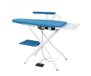 EOLO Table à Repasser AS01 V4 Professionnelle Pliable Compacte Aspirante Soufflante Chauffante Régulation Température Etagère à Linge Support Repose-Fer roulettes Garantie 5 Ans