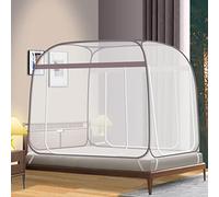 EOMIK Moustiquaire, Lit À Baldaquin 3 Portes Haut Carré avec Fond Voyage Maison Anti Moustique Tente Pliable Pop Up Filet De Lit Autoportant Enfants Adultes Tente De Camping, 180x200cm,Grey