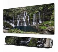 EOMKSE Grand Tapis de Souris de Jeu,Cascade du Grand Galet à Langevin Ile de la Réunion Îles Mascareignes Grandes,avec Bords surpiqués et Dos antidérapant,sous-Main pour Clavier et Souris,40x90 cm