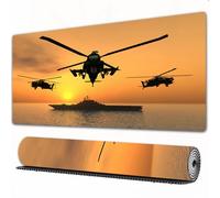 EOMKSE Grand Tapis de Souris de Jeu,Guerre, hélicoptère d'attaque au-Dessus de l'océan et Porte-Avions sur Combat AR,avec Bords surpiqués et Dos antidérapant,sous-Main pour Clavier et Souris,30x80 cm