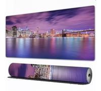 EOMKSE Grand Tapis de Souris de Jeu,Panorama Nocturne de Manhattan à New York USA,avec Bords surpiqués et Dos antidérapant,sous-Main pour Clavier et Souris,30x80 cm