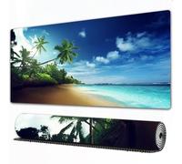 EOMKSE Grand Tapis de Souris de Jeu,Plage au Coucher du Soleil sur l'île de Mahé aux Seychelles,avec Bords surpiqués et Dos antidérapant,sous-Main pour Clavier et Souris,40x90 cm