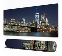 EOMKSE Grand Tapis de Souris de Jeu,Pont de Brooklyn à New York avec Manhattan Skyline au crépuscule,avec Bords surpiqués et Dos antidérapant,sous-Main pour Clavier et Souris,40x75 cm