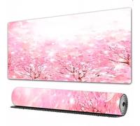EOMKSE Grand Tapis de Souris de Jeu,Sakura, Cerisier Japonais Rose Clair, avec Une Influence Romantique de la Nature,avec Bords surpiqués et Dos antidérapant,sous-Main pour Clavier et Souris,40x90 cm