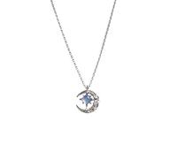 Eomsky Chaîne De Lune, Collier étoile De La Lune, Dames 925 en Argent Sterling avec Bleu/Rose, Lune Pendentif Collier De Bijoux pour Les Dames Filles