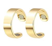 Eomsky Lot de 2 anneaux magnétiques de drainage lymphatique - Ouverture réglable - Contrôle du glycémie - Perte de poids - Anneau magnétique minceur pour hommes et femmes, (Golden Face