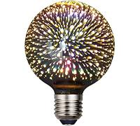 EONANT 3D ampoule de feu d'artifice RGB décoration, E27 AC 85-220V 4.5W rétro ampoule à filament Edison, starlight blanc chaud, décoration LED de barre de vacances de fête (G80)