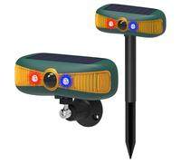 EONANT Alarme solaire avec détecteur de mouvement extérieur - 129 dB - Double haut-parleur - 13 types de sons + clignotement lumineux puissant - Intrus rapide (2 pièces)