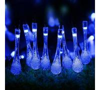EONANT Guirlande lumineuse solaire d'extérieur étanche de 13 pieds 20 LED en forme de goutte d'eau 8 modes pour patio, jardin, fête, véranda, décoration de Noël (bleu, 20 LED)