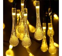 EONANT Guirlande lumineuse solaire d'extérieur étanche de 13 pieds 20 LED en forme de goutte d'eau 8 modes pour patio, jardin, fête, véranda, décoration de Noël (blanc chaud, 20 LED)
