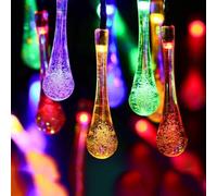 EONANT Guirlande lumineuse solaire d'extérieur étanche de 13 pieds 20 LED en forme de goutte d'eau 8 modes pour patio, jardin, fête, véranda, décoration de Noël (multicolore, 20 LED)