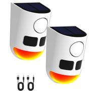 EONANT Lot de 2 alarmes extérieures à énergie solaire avec son et lumière, détecteur de mouvement infrarouge puissant de 129 dB avec fonction dissuasive, 13 sons différents avec voyants