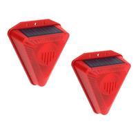 EONANT Lot de 2 alarmes solaires avec son et lumière, 129 dB, pour l'extérieur, avec 6 lumières LED rouges clignotantes, convient pour maisons, villas, patios et fermes