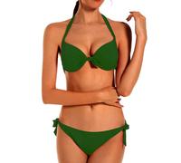EONAR Ensemble de bikini pour femme, maillot de bain réglable, haut de bikini push-up avec armatures, bandes latérales, maillot de bain, couverture modérée, short de bikini, Vert kaki, XS
