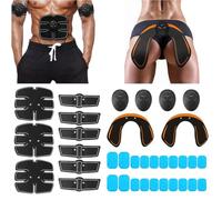 EONDEVO 35Pcs / Set Electrostimulateur Musculaire, Electrostimulateur Musculaire Abdos avec 4 Contrôleurs et 20 Tampons de Gel pour Ventre, Bras, Jambes