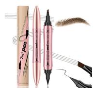 EONFAVE Crayon à sourcils à double extrémité Microblading 3D - Crayon à sourcils magique - Étanche - Avec 4 pointes fourchettes et eye-liner - Longue durée - Naturel - Fin - Marron clair