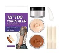 EONFAVE Tattoo Cover Up Kit de camouflage imperméable pour couvrir les tatouages et les imperfections de la peau, 2 couleurs mélangées pour les jambes et les bras, maquillage naturel pour le corps