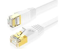 Eono Cat 7 Plat Câble Ethernet, Réseau RJ45 Haut Débit 10Gbps 600MHz SFTP 8P8C Câbles de Connexion Patch Compatible avec PS5, Xbox, PC, TV, Routeur, Modems (Flat White, 5M/16FT)