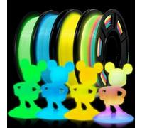 EONO Ensemble de Filament PLA Lumineux 1,75 mm de 250 g * 4, Ensemble de Filament Lumineux pour imprimante 3D Filament, Ensemble de 250 g * 4, Vert+Bleu+Jaune+Arc-en-ciel