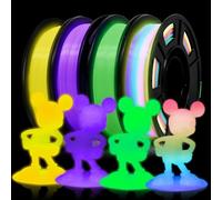 EONO Ensemble de Filament PLA Lumineux 1,75 mm de 250 g * 4, Ensemble de Filament Lumineux pour imprimante 3D Filament, Ensemble de 250 g * 4, Vert+Violet+Jaune+Blanc à Arc-en-ciel