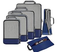 Eono Lot de 3/4/6 Organiseurs de Bagage Bagage Sac Compression pour Voyage Maquillqage Vêtement Sac Organisateur Rangement de Valise Compression Packing Cubes
