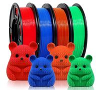 Eono Lot de filaments PLA+ 1,75 mm, 4x250g - Filaments pour imprimante 3D haute résistance, précision et fiabilité, Rouge, Orange, Bleu, Vert, Compatible avec tous les imprimantes 3D FDM