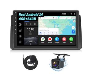 Eonon Android 14 Autoradio pour BMW E46 1999-2005 M3 2000~2006 E46X7A | écran de 9 Pouces GPS Sat Nav, sans Fil CarPlay, Android Auto, Caméra de recul, Wi-FI/Bluetooth/USB [4+64 Go]