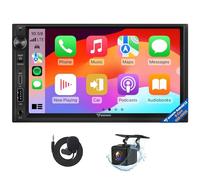 Eonon Double Din Autoradio 7 pouces Android 13 6+64Go 4G GPS CarPlay Android Auto Mise en miroir d'écran Écran partagé Charge rapide Bluetooth WiFi Contrôle du volume Unité principale avec caméra UX6S