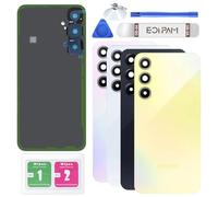 Eonpam Vitre Arrière pour Samsung Galaxy A55 Origine Couvercle Batterie Remplacement avec Lentille de Caméra + Kit Réparation (Jaune)