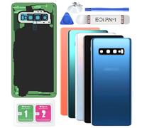 Eonpam Vitre Arrière pour Samsung Galaxy S10 G973 Origine Couvercle Batterie Remplacement avec Lentille de Caméra + Kit Réparation (Prisme Bleu)