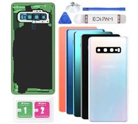 Eonpam Vitre Arrière pour Samsung Galaxy S10 G973 Origine Couvercle Batterie Remplacement avec Lentille de Caméra + Kit Réparation (Prisme Blanc)