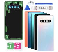 Eonpam Vitre Arrière pour Samsung Galaxy S10+ Plus G975 Origine Couvercle Batterie Remplacement avec Lentille de Caméra + Kit Réparation (Prisme Blanc)