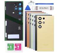 Eonpam Vitre Arrière pour Samsung Galaxy S24 Ultra Origine Couvercle Batterie Remplacement avec Lentille de Caméra + Kit Réparation (Jaune)