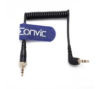 Eonvic Câble audio TRS 3,5 mm pour microphone sans fil Sony D11/V1/D21 Sennheiser, angle droit vers câble spiralé TRS verrouillable