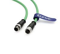 Eonvic Câble de capteur industriel M12 A code 3 broches mâle vers femelle - Connexion de signal d'alimentation Cat5e 24AWG blindé IP67 étanche pour PLC AGV (vert 3 broches mâle vers femelle, 1 m)