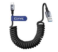 Eonvic Câble de charge rapide USB A vers USB C 45 W - Câble CarPlay - Transfert de données - Câble spirale tressé pour iPhone 15/16 Pro Max Galaxy S24/S23/S22, ordinateur portable, appareil photo