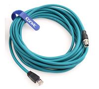 Eonvic Câble Ethernet blindé M12 X-Type 8 positions vers RJ45 Cat 7e étanche pour réseau industriel Cognex (15 m, bleu)