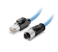 Eonvic Câble Ethernet industriel M12 4 broches femelle D code vers RJ45 haute flexibilité Cat6 blindé étanche haute vitesse Câble de transfert de données POE PROFINET/EtherNet 2 m