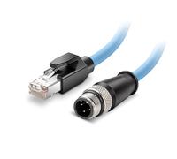 Eonvic Câble industriel M12 4 broches mâle D code vers RJ45 haute flexibilité Cat6 blindé étanche Ethernet haute vitesse de transfert de données POE PROFINET/EtherNet 1 m