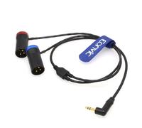 Eonvic Câble TRS à angle droit de 3,5 mm vers double XLR 3 broches mâle en Y pour récepteur de microphone sans fil Rode Wireless GO II à double canal avec enregistreur/caméra