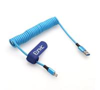 Eonvic CarPlay Câble spiralé tressé USB A vers USB C 45 W pour iPhone 15/16 Pro Max Galaxy S24/S23/S22 Bleu spiralé 40 cm
