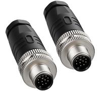Eonvic Lot de 2 connecteurs industriels M12 12 broches mâles A Code aviation Connecteur 12 mm Prise circulaire 30 V 1 A étanche pour capteur d'automatisation/actionneur