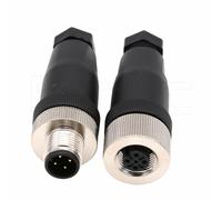 Eonvic M12 A Code 4 Pin Male & Female Circular Aviation Plug Industrial Sensor Connector Waterproof Straight 12mm Connector Plug Cable Adapter