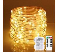 EONYUANGUO Guirlande Tube Lumineuse LED, 10 M 100 LED Lumières de corde Fonctionnant sur batterie avec 8 modes à distance Lumières de corde pour la décoration extérieure intérieure (Chaud)