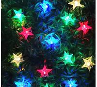 EONYUANGUO Jardin de guirlandes d'étoiles solaires, 6,5 m 30 LED Guirlande lumineuse solaire extérieure Star Fairy Lights Étanche avec 8 modes de lumière décorative pour la fête de Noël (Multicolore)