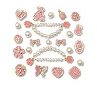 Eooberr Lot de 22 breloques de chaussures avec strass roses pour filles, 2 chaînes de chaussures à perles étincelantes, breloques décoratives pour sabots, sandales et femmes