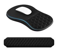 EooCoo Clavier Repose-Poignet Support + Tapis de Souris pour Poignets avec Design de Massage, Tapis de Souris Ergonomique, pour Poignets avec Mousse à Mémoire de Forme, Noir