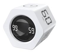 EooCoo Pomodoro Timer Cubique Rotatif à 6 Faces, Capteur de Gravité Minuteur Enfant, 1/5/10/30/60 Min Compte à Rebours, 99min59s Countup, Vibrations & Silencieux pour Cuisine/Étude/Sport, Blanc